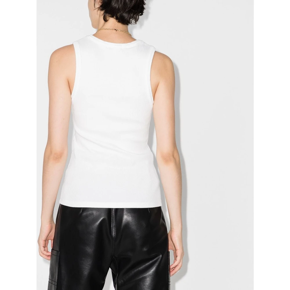 Agolde Witte Ribgebreide Scoop Neck T-shirt White Dames