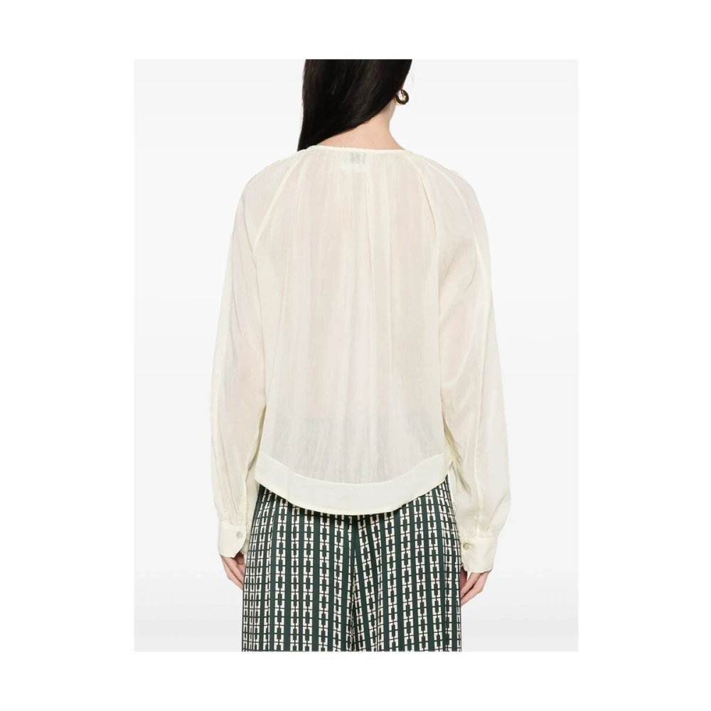 Forte Pastelgele Ronde Hals Lange Mouwen Shirt White Dames