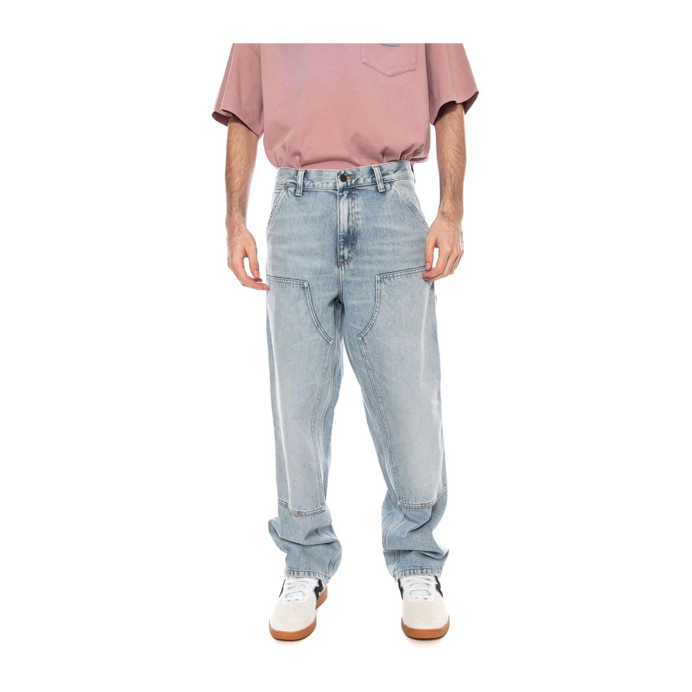 Carhartt Wip Mannelijk Blauw Jeans Heren, W34, Katoen, Double Knee Pant