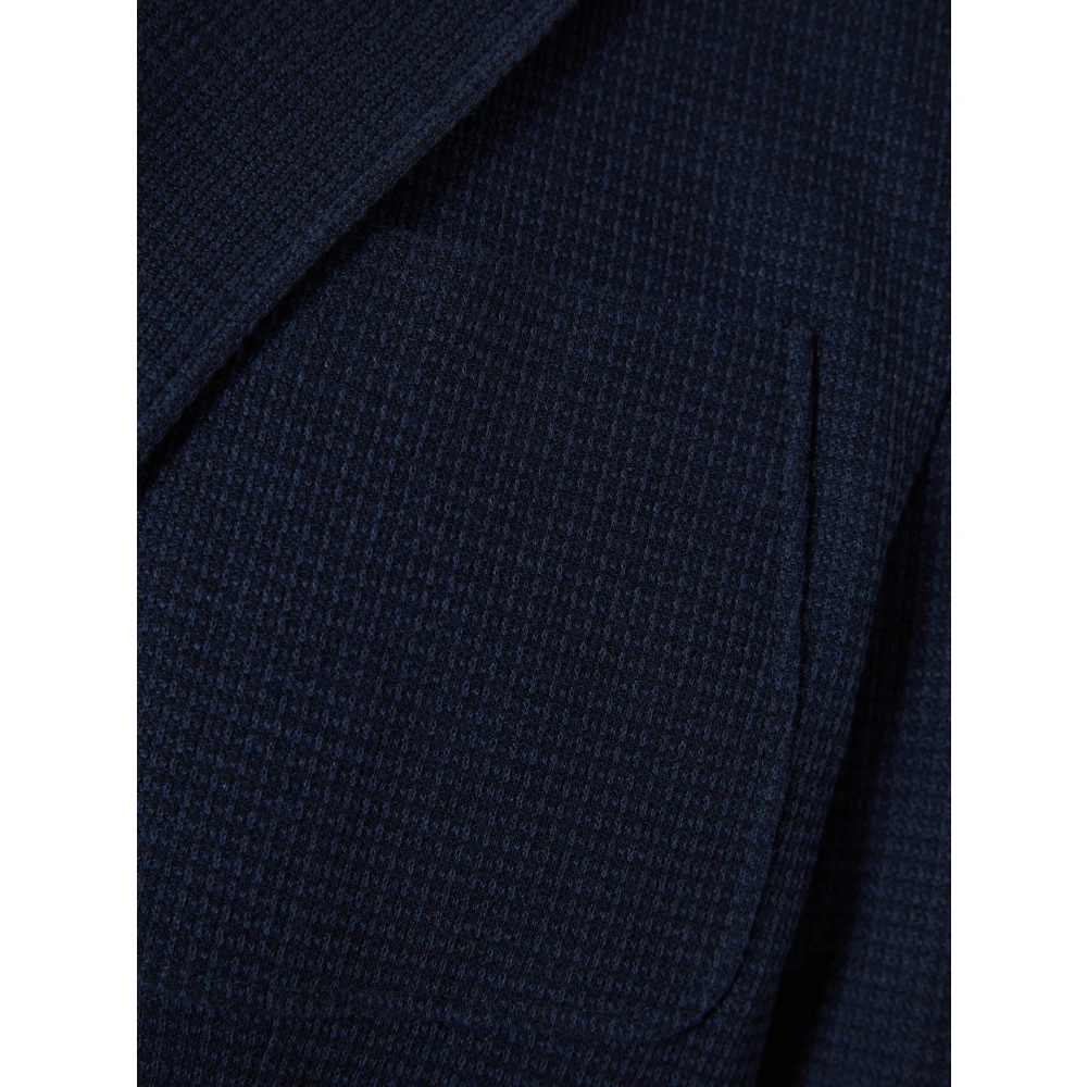 Canali Katoen Linnen Jas Twee Knopen Blue Heren