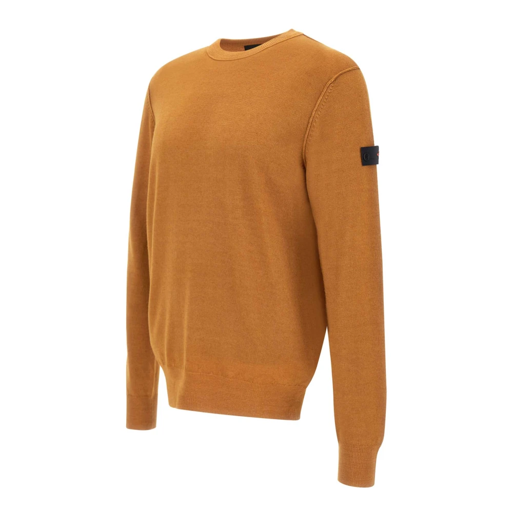 Peuterey Bruine Wol Crew Neck Sweater Orange Heren