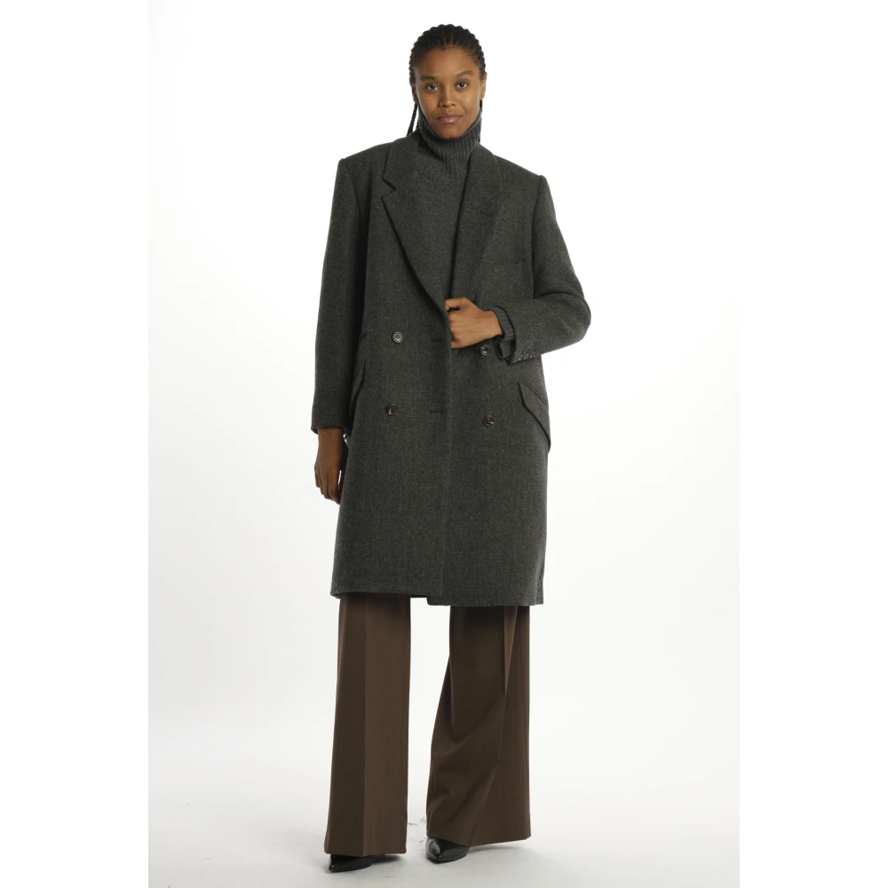 Soeur Grijze Double Breasted Wollen Jas Gray Dames