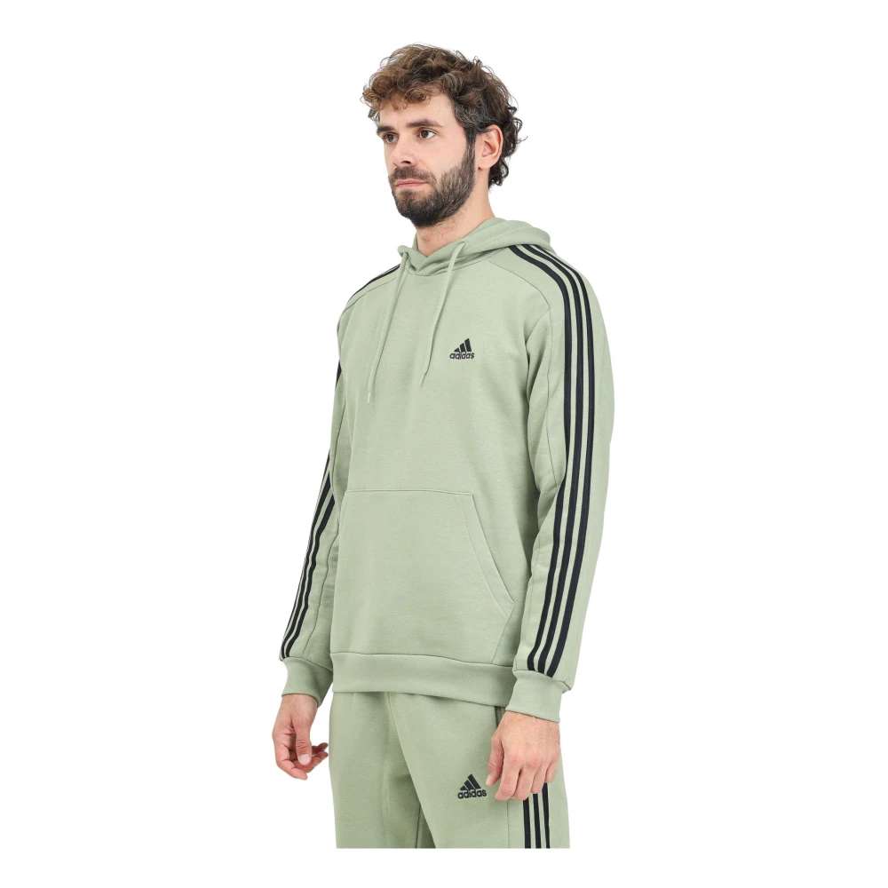 Adidas Essentials Fleece 3-Stripes Hoodie Green Heren