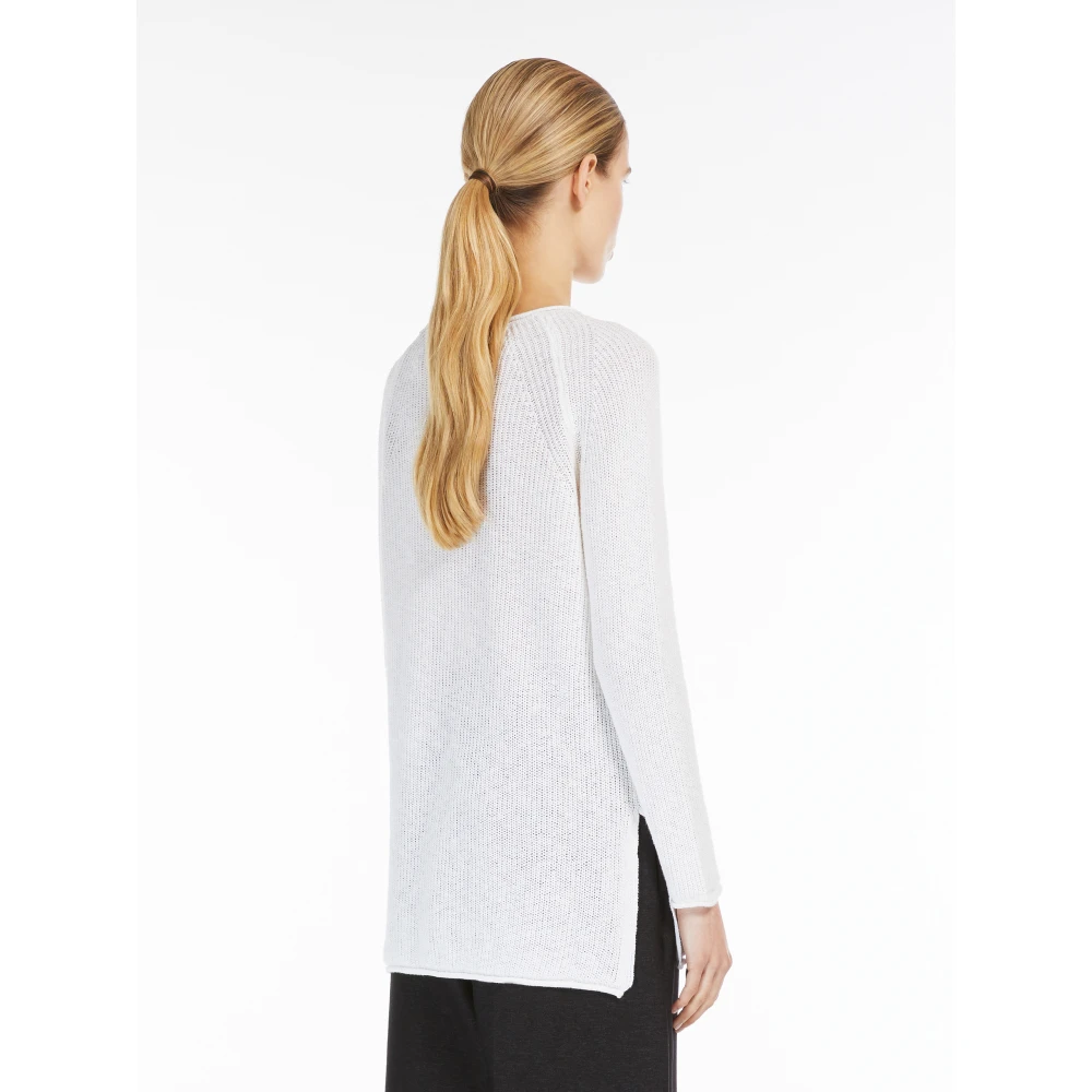Max Mara Witte Trui Tuniek Stijl Katoen Linnen White Dames