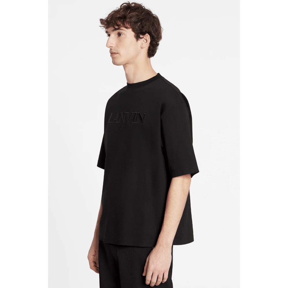 Lanvin Zwart Geborduurd Oversize T-shirt Black Heren
