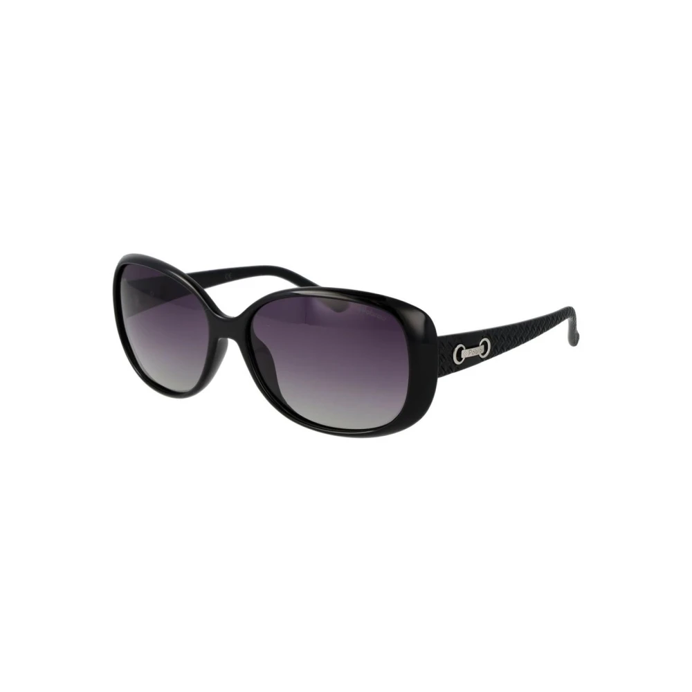 Polaroid Women's Black Stylish Rectangular Plastic Sunglasses