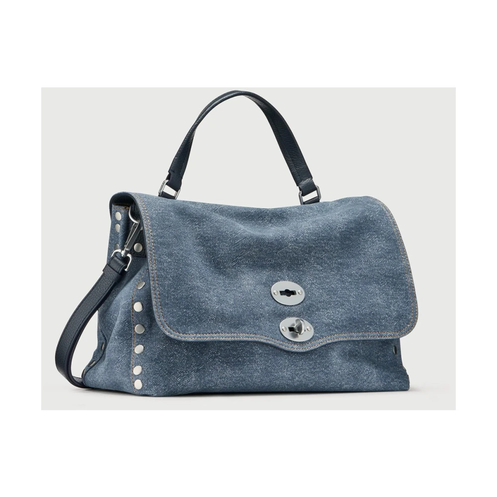 Zanellato Denim Schoudertas met Verstelbare Band Blue Dames