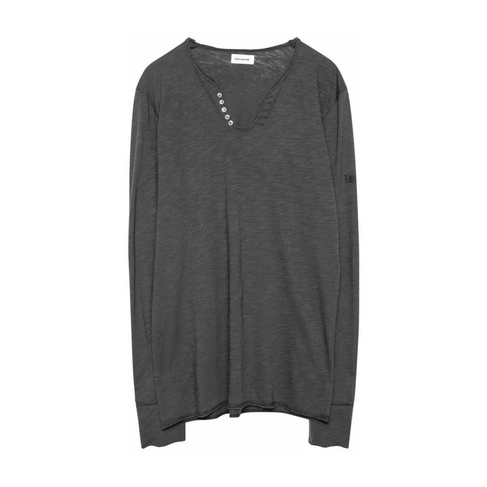 Zadig & Voltaire Charcoal Monastir Slub Långärmad T-shirt Gray, Herr