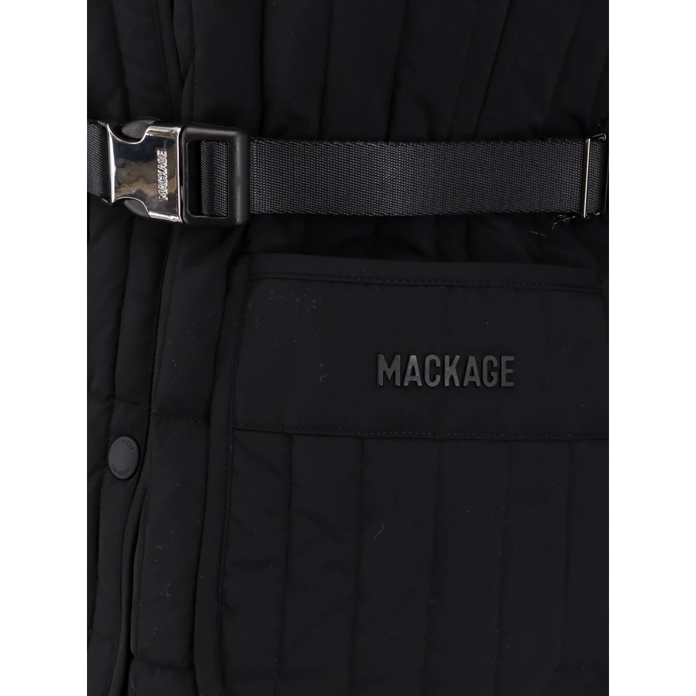 Mackage Zwarte jas met capuchon en logopatch Black Dames