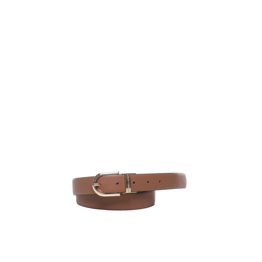 Emporio Armani Women's Beige Leather Belt With Buckle