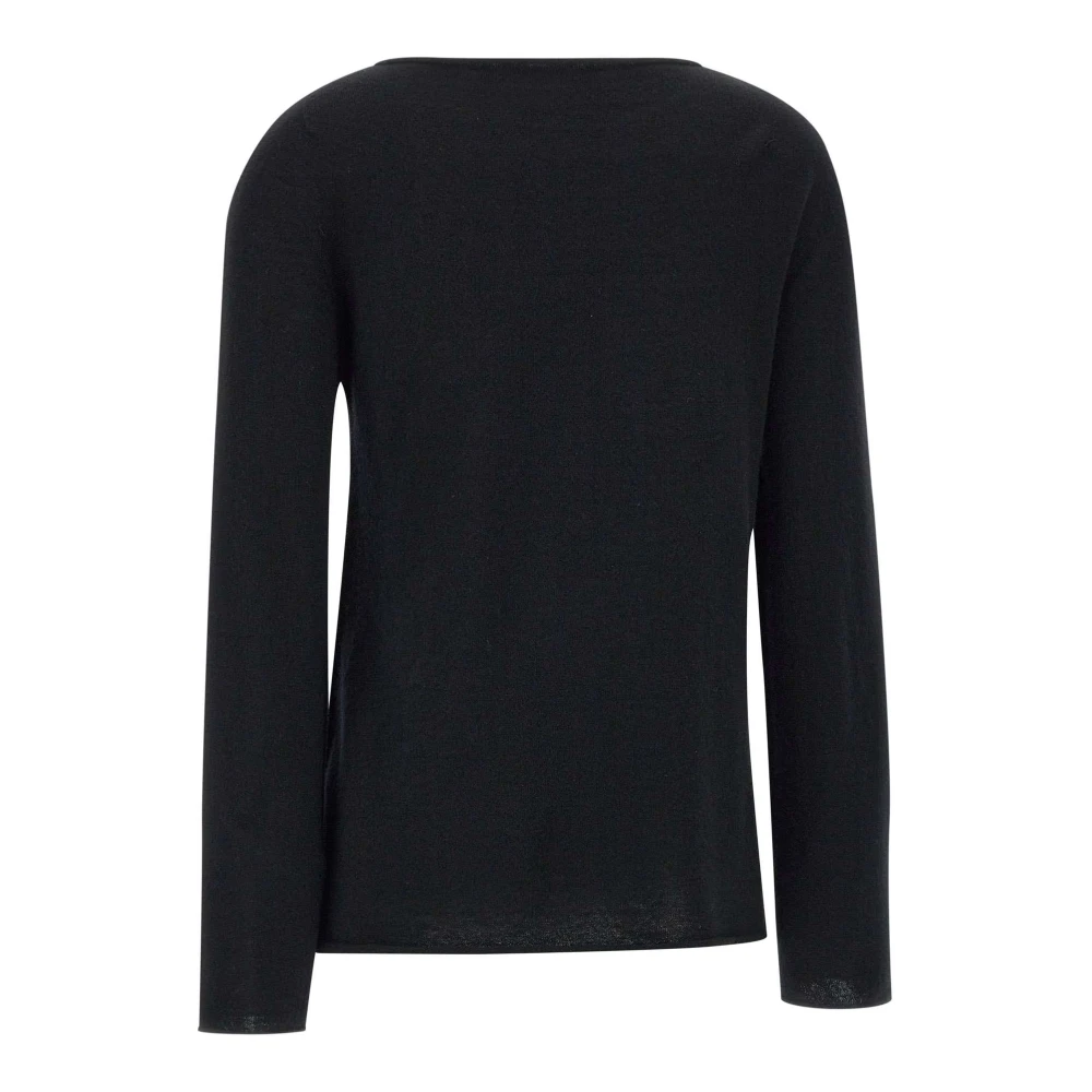Kaos Zwarte Wol Boothals Trui Black Dames