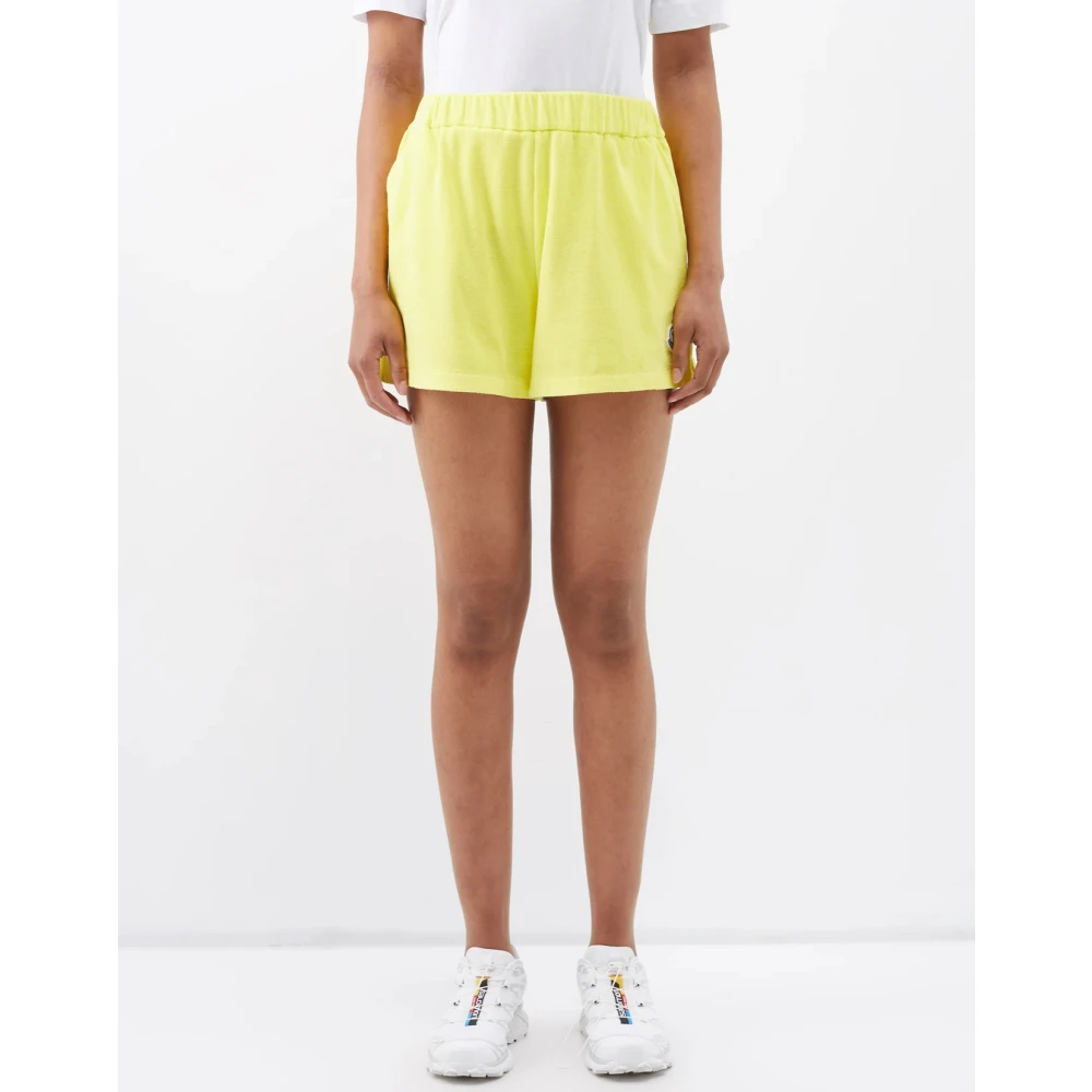 Moncler Terry Shorts Logo Patch Geel Yellow Dames