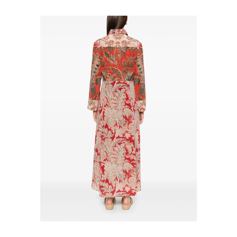 Pierre-Louis Mascia Bruine Jurk met Grafische Print en Zijsplitten Multicolor Dames