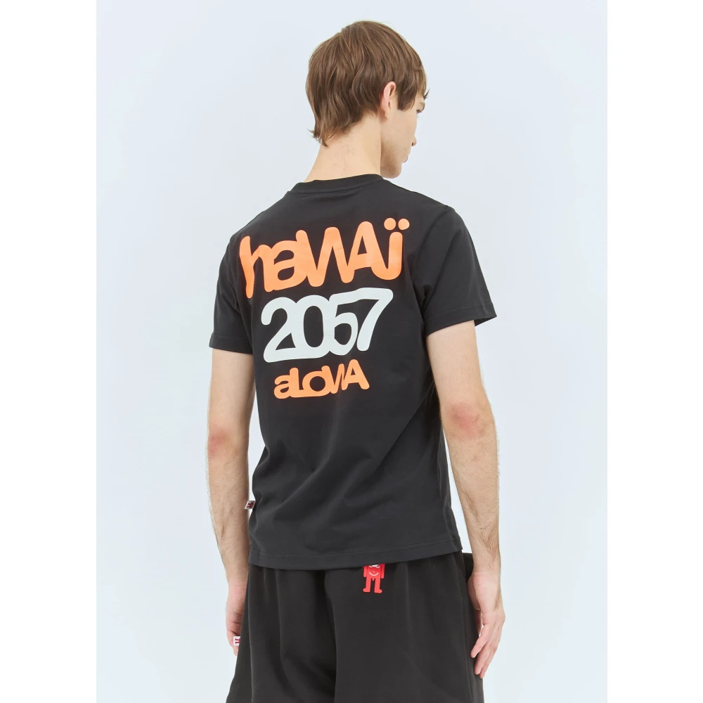 Walter Van Beirendonck Hawaii Katoenen Jersey T-Shirt Logo Print Black Heren