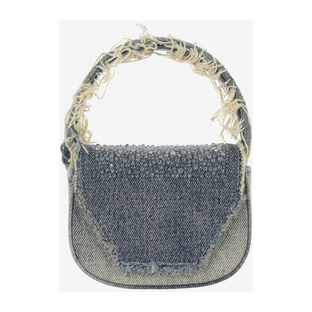 Diesel Leren tas met kristalapplicatie Blue Dames
