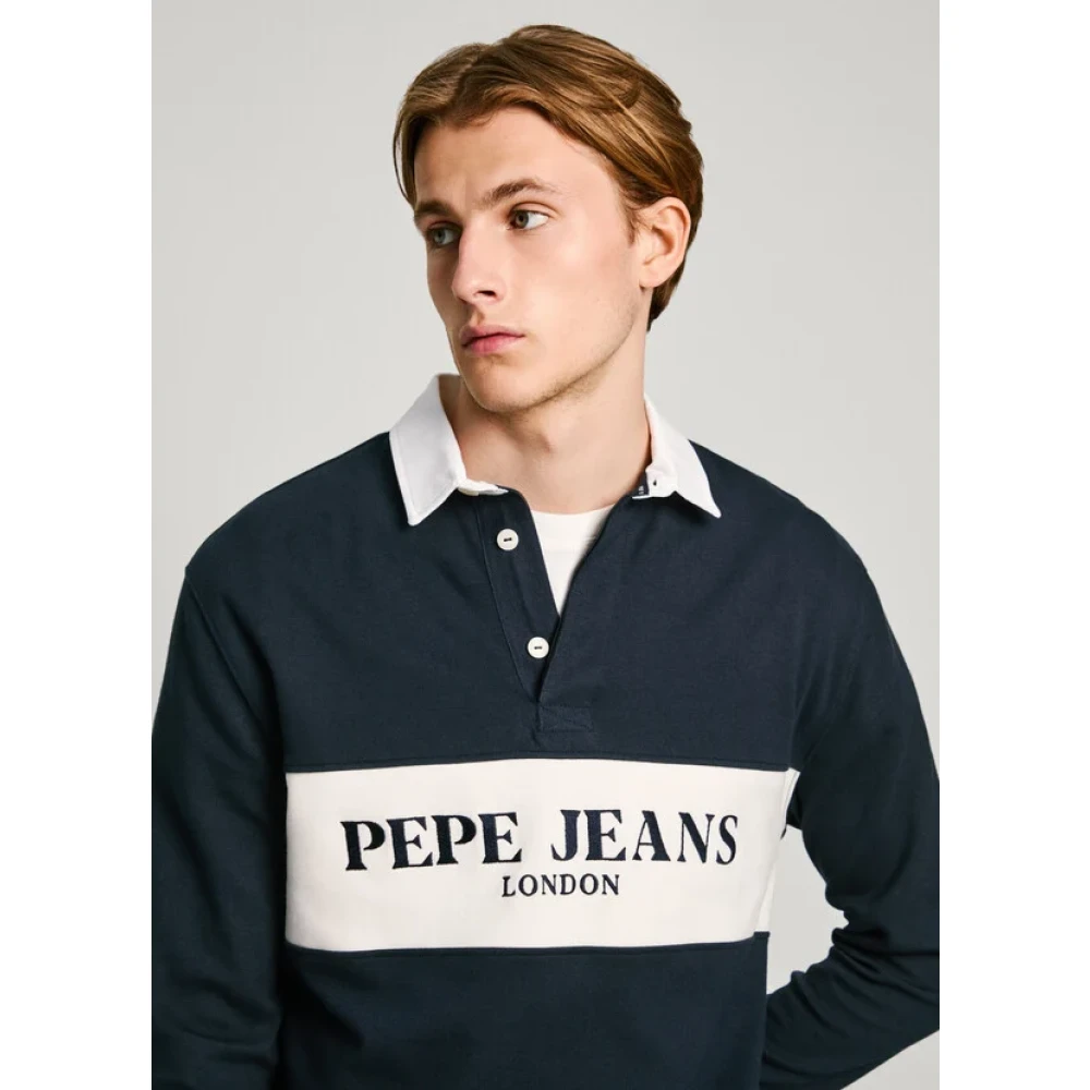 Pepe Jeans Katoenen Interlock Rugby Polo Shirt Blue Heren