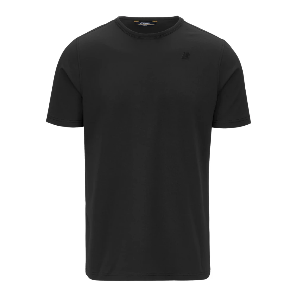 K-Way Mannelijk Zwart Tops Heren, L, Katoen, Stretch Jersey T-Shirt Met Zijlogo
