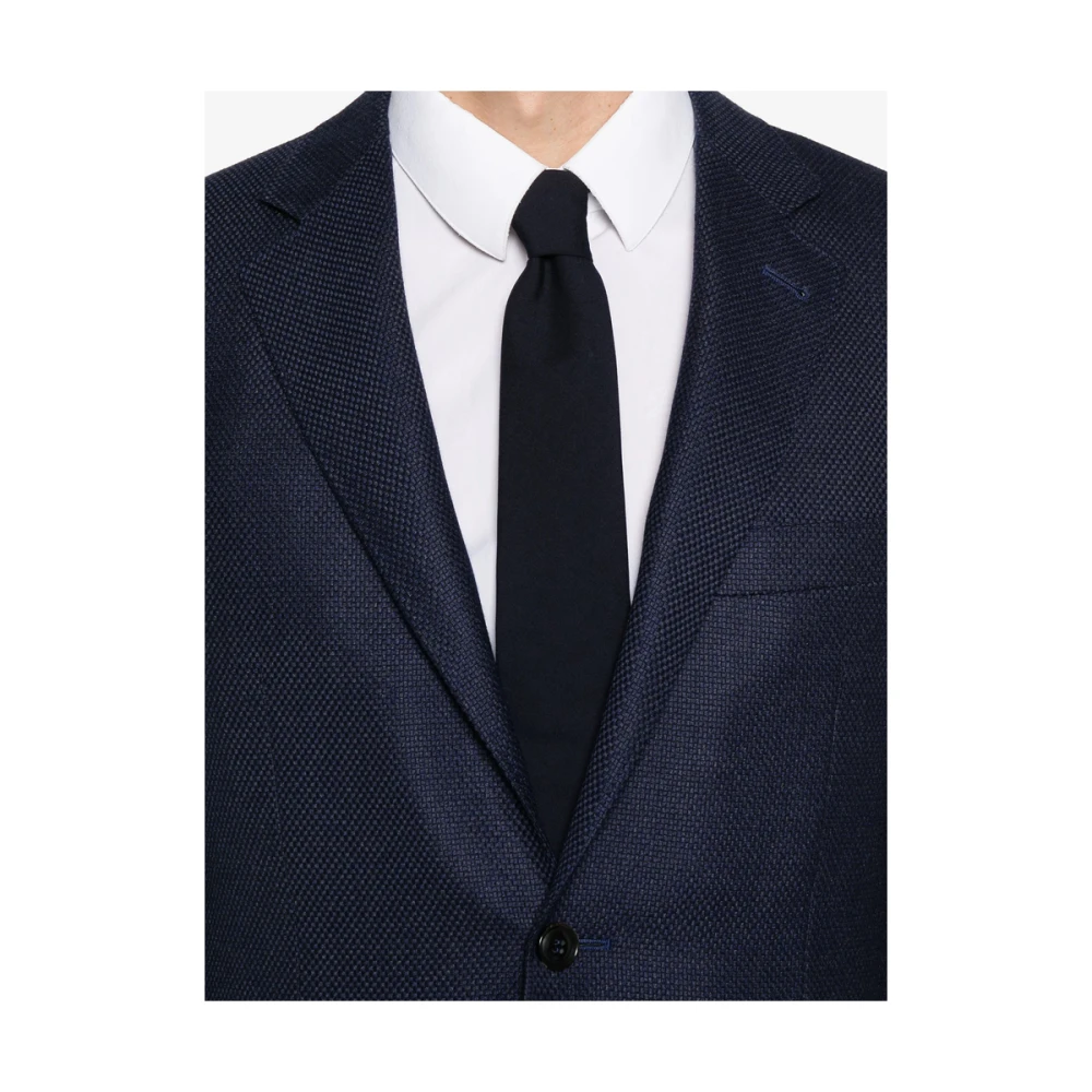 Canali Navy Blauwe Knoopjasje Lange Mouwen Blue Heren