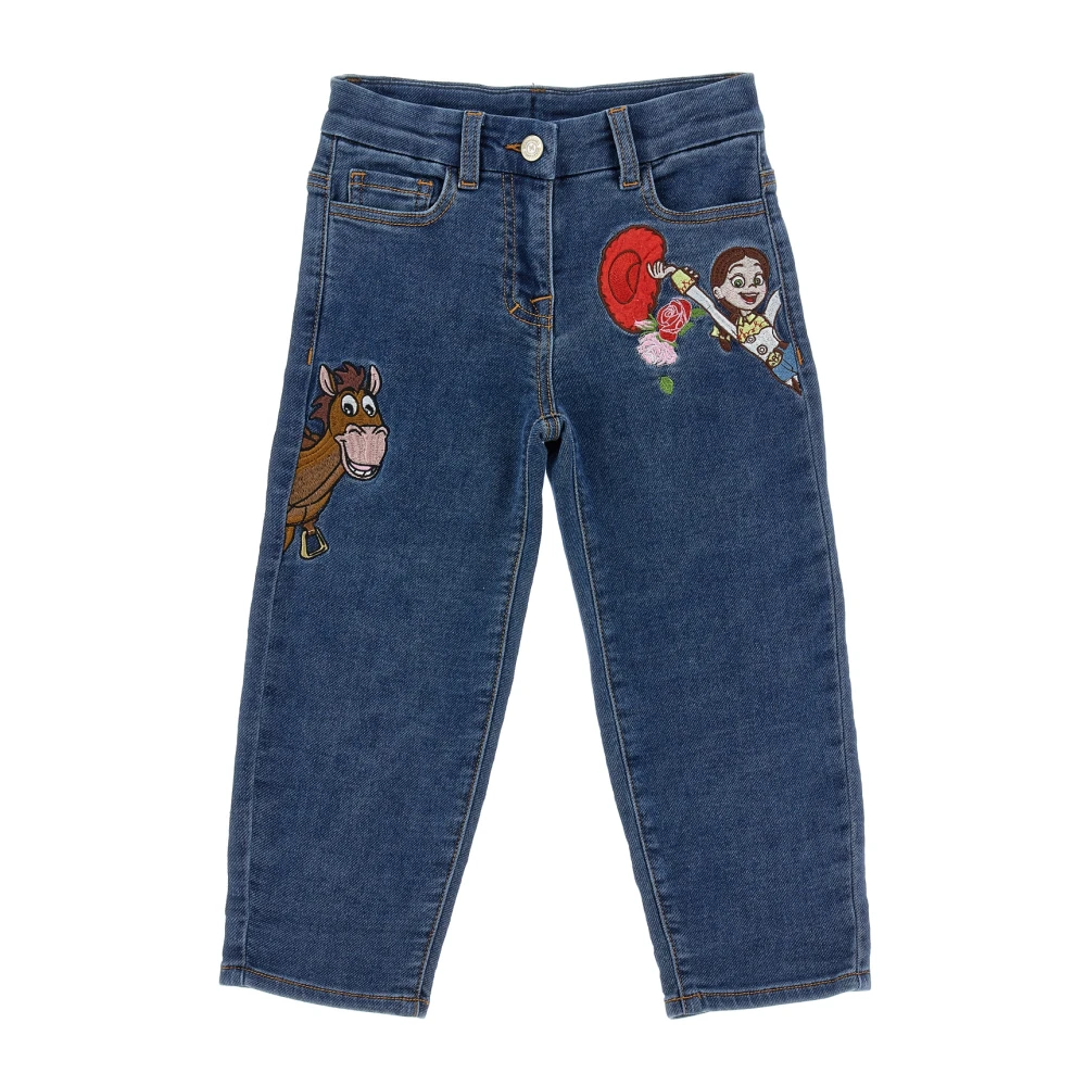 Monnalisa Toy Story Embroidered Jeans - Unisex - Jeans - Blue - 10 Y | 140 Cm - Kids