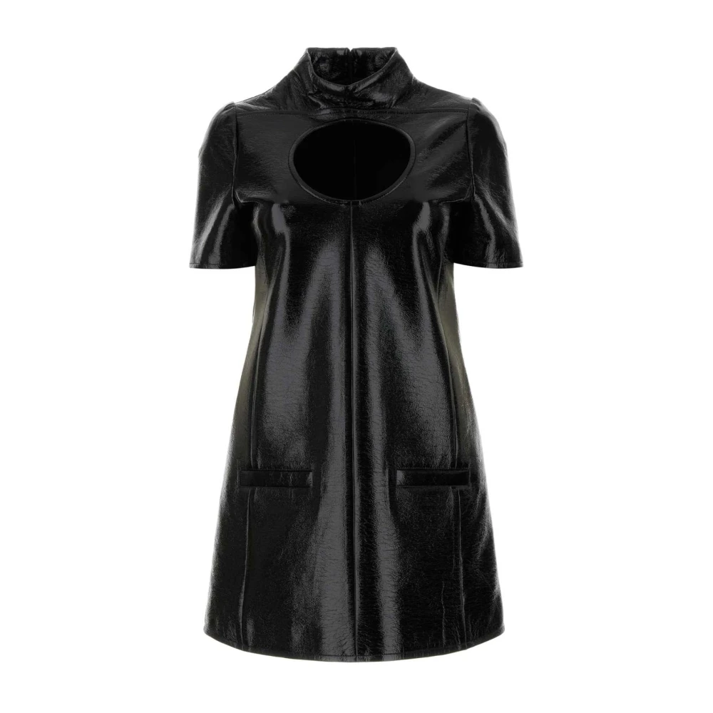 Courrèges Zwarte vinyl mini jurk Black Dames
