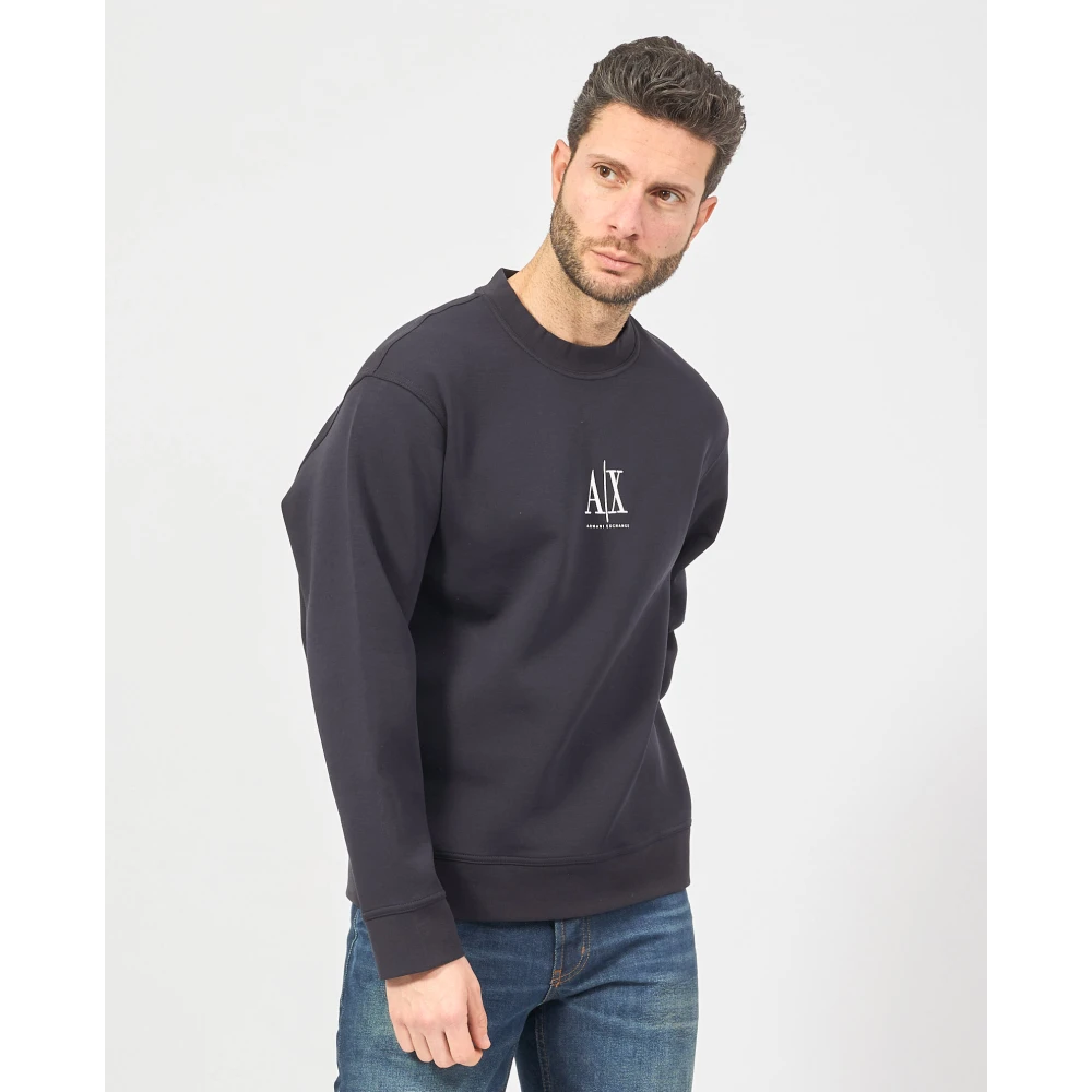 Armani Exchange Crewneck Sweater Blue Heren