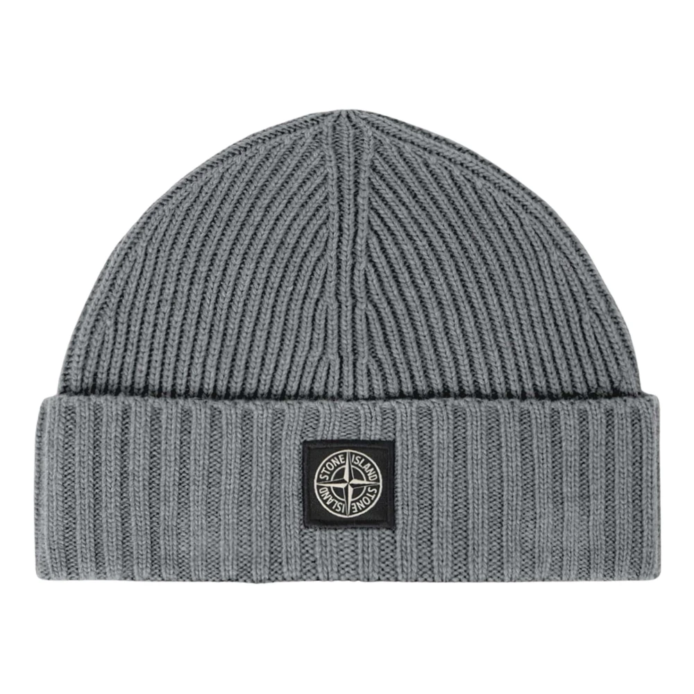 Stone Island , Hats & Caps, Unisex, Gray, 10 Y | 140 Cm, Ribbed Wool Beanie