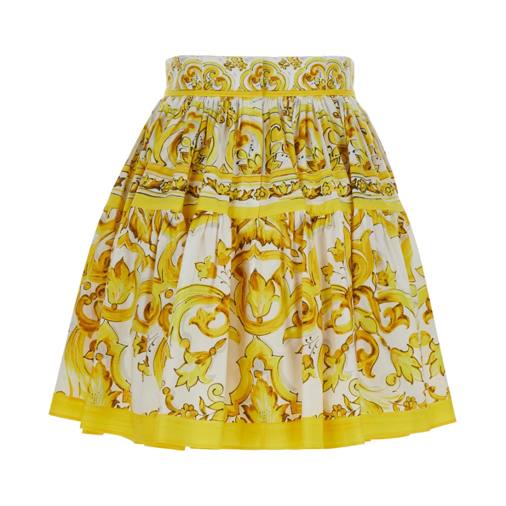 Dolce & Gabbana Gele Maiolica Korte Rok Yellow Dames