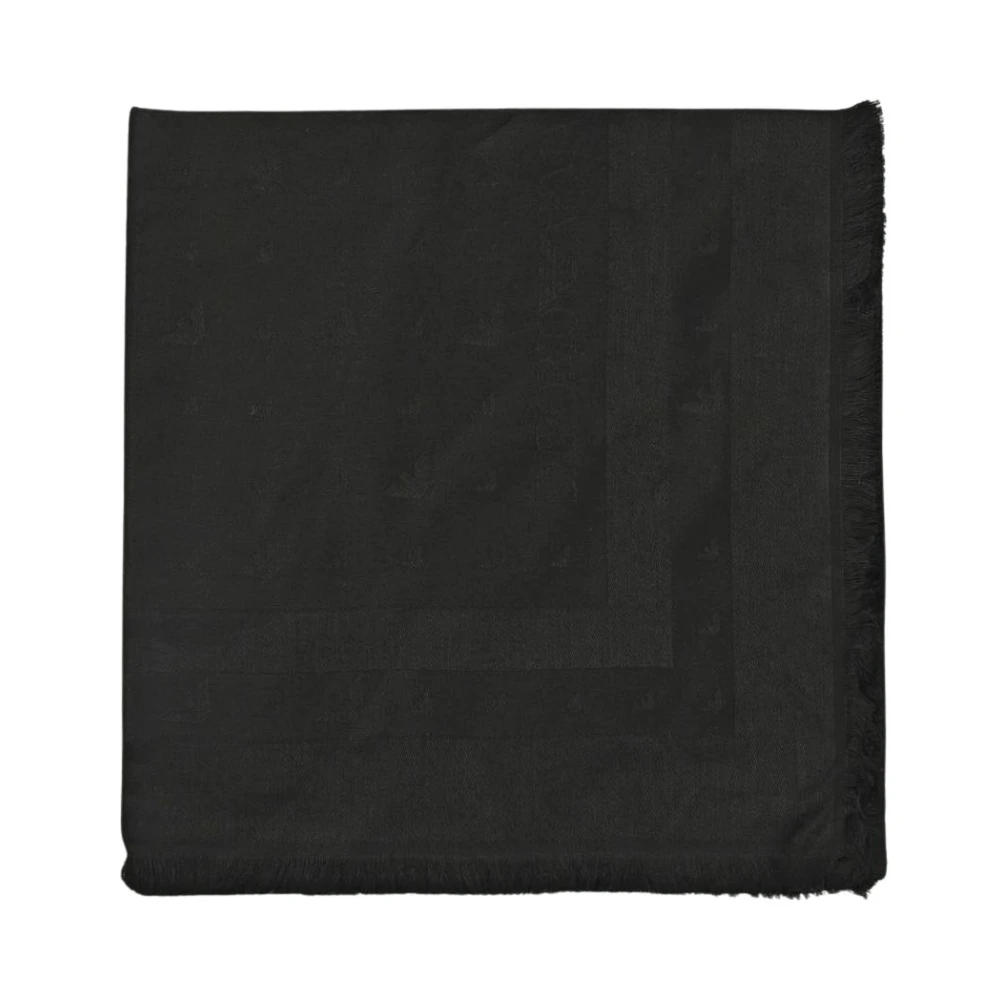 Emporio Armani Men's Black Fringed Edge Woven Scarf