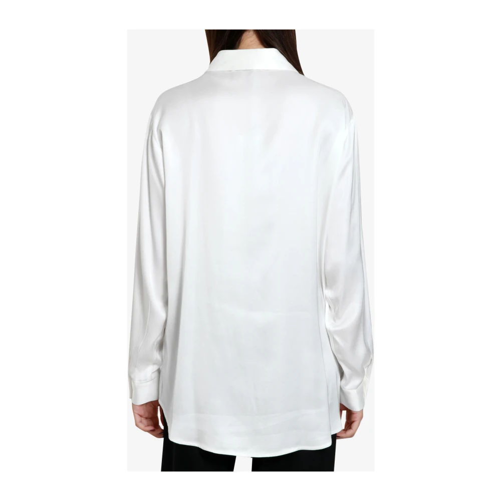 Kaos Witte Viscose Shirt met Kraag Beige Dames