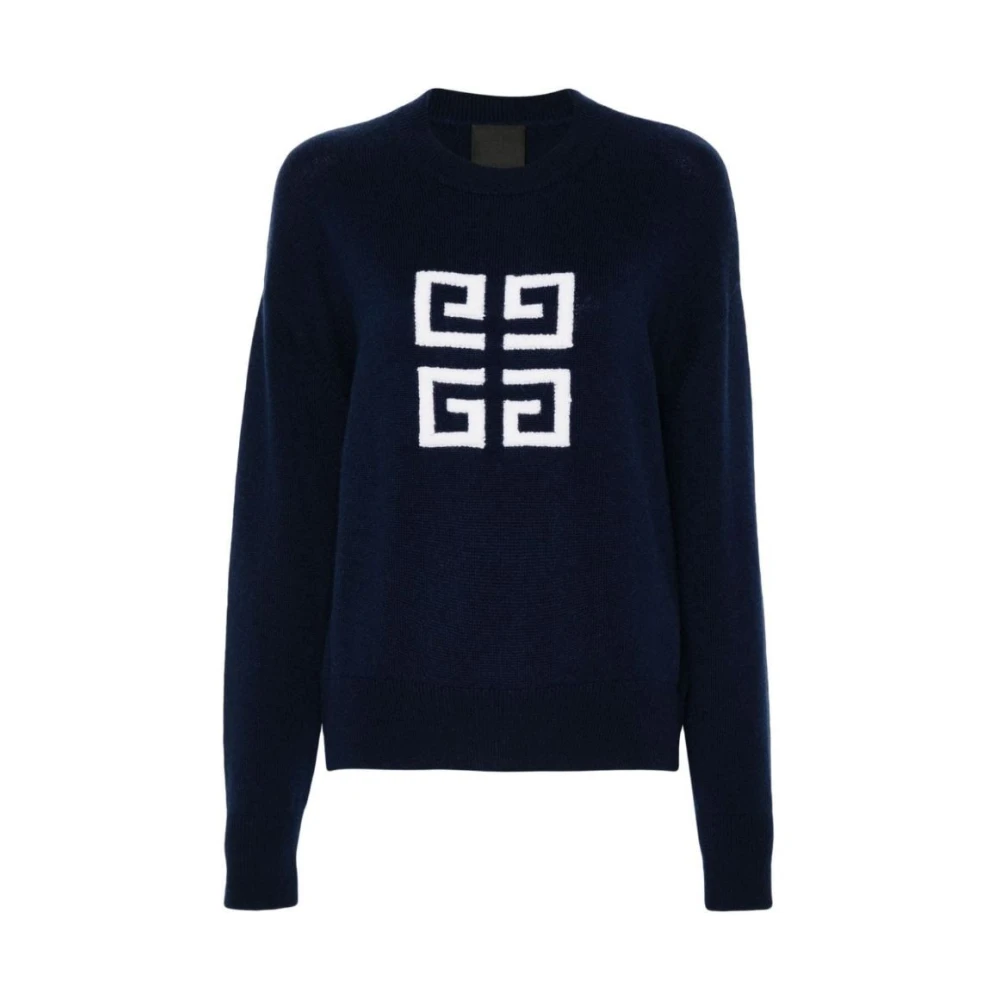 Givenchy Logo Sweater in Navy Blue Heren