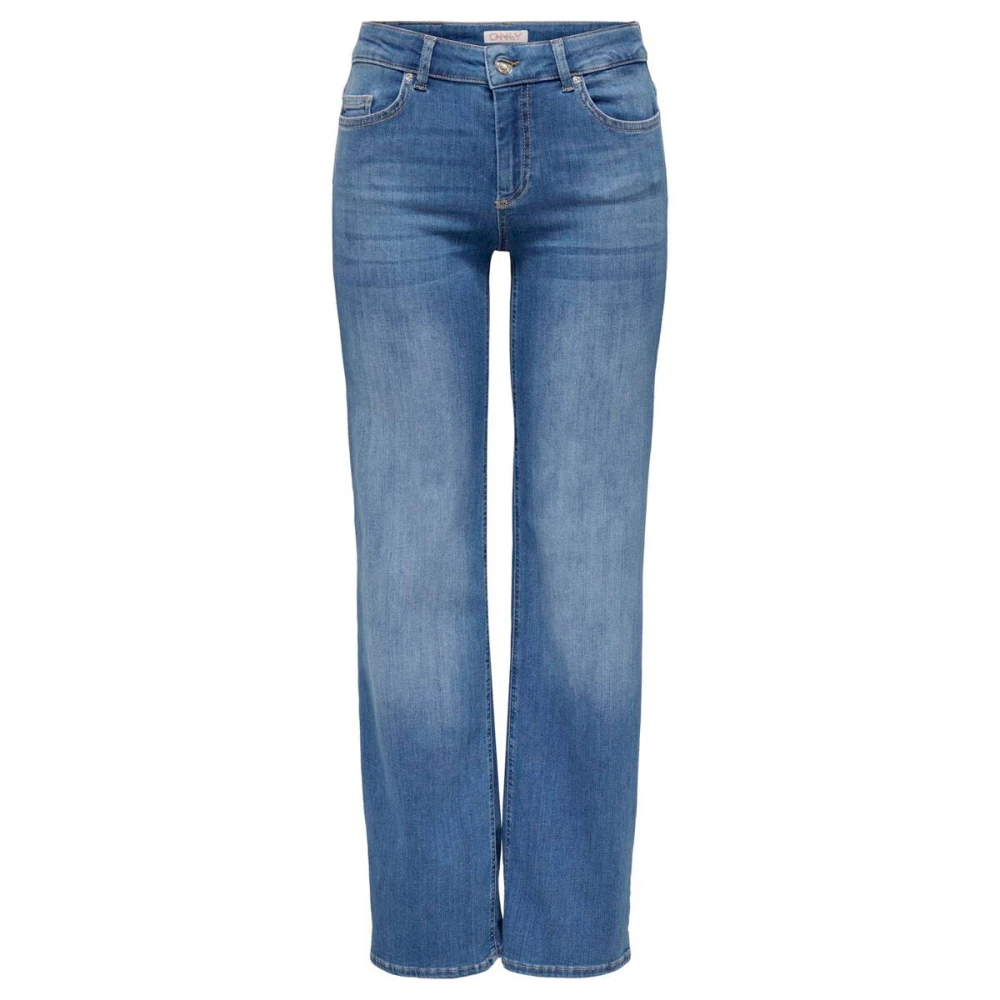 Only Mid Straight Denim Jeans Blue Dames
