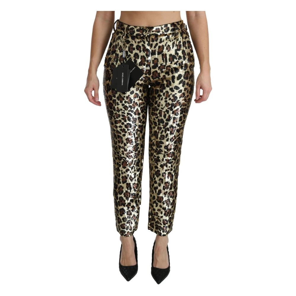 Dolce & Gabbana Women's Multicolor Slim-Fit Trousers, L, High Waist Straight Trousers
