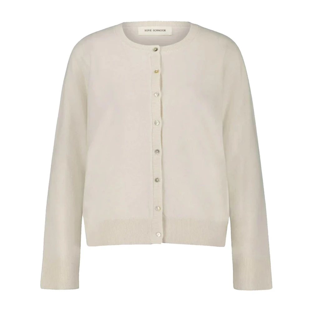 Sofie Schnoor Women's White Cardigans, M, Off Feminine Cardigan With Buttons
