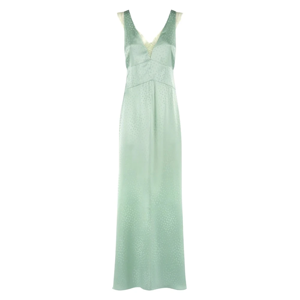 Nenette Mintgroene Jacquard Satijnen Jurk Green Dames