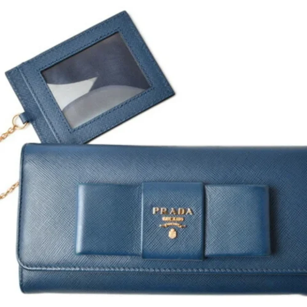 Prada Vintage Pre-owned Leather wallets Blue Dames