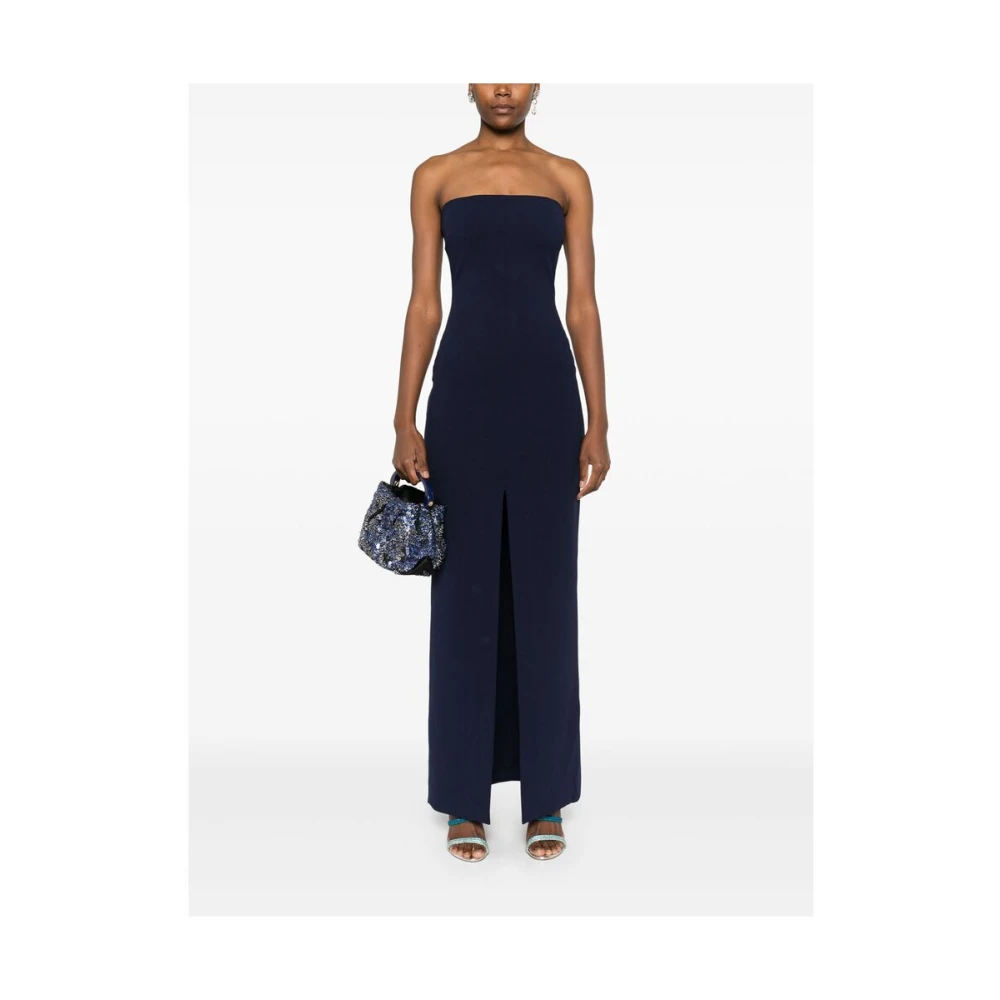 Solace London Navy Blue Strapless Dress Blue Dames
