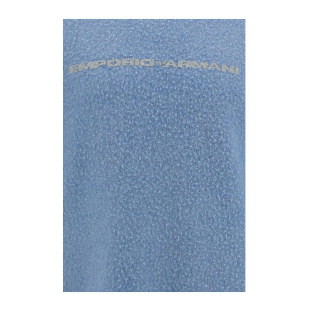 Emporio Armani Monogram Wollen Trui met Geribbelde Hals Blue Heren