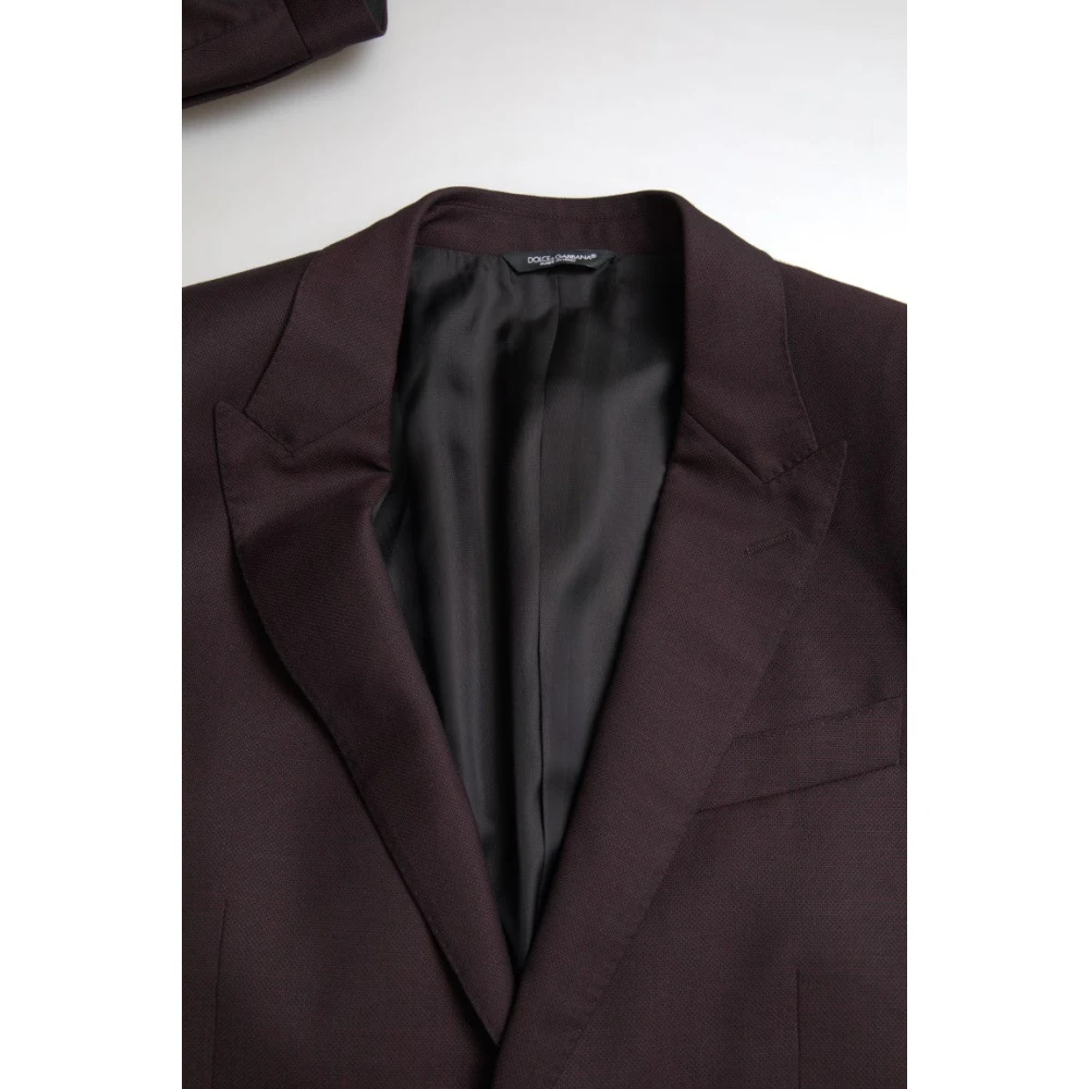 Dolce & Gabbana Maroon Martini Slim Fit Suit Set Brown Heren