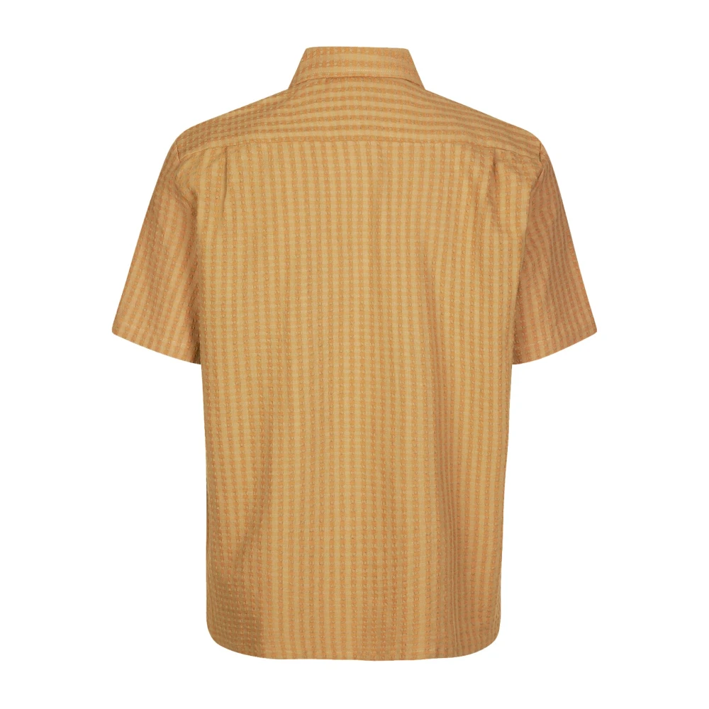 Samsøe Gestreept korte mouwen overhemd Bistro Yellow Heren