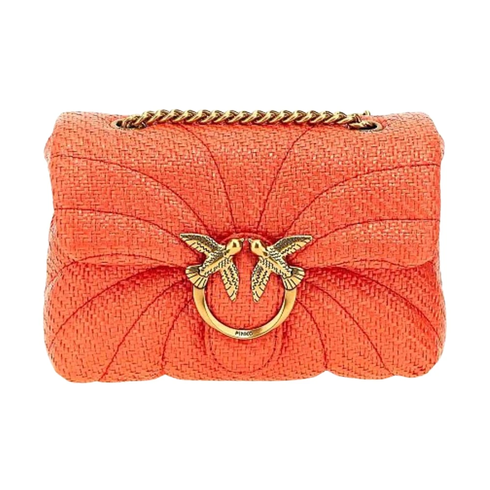 Pinko Women's Orange Small Leather Bucket Bag