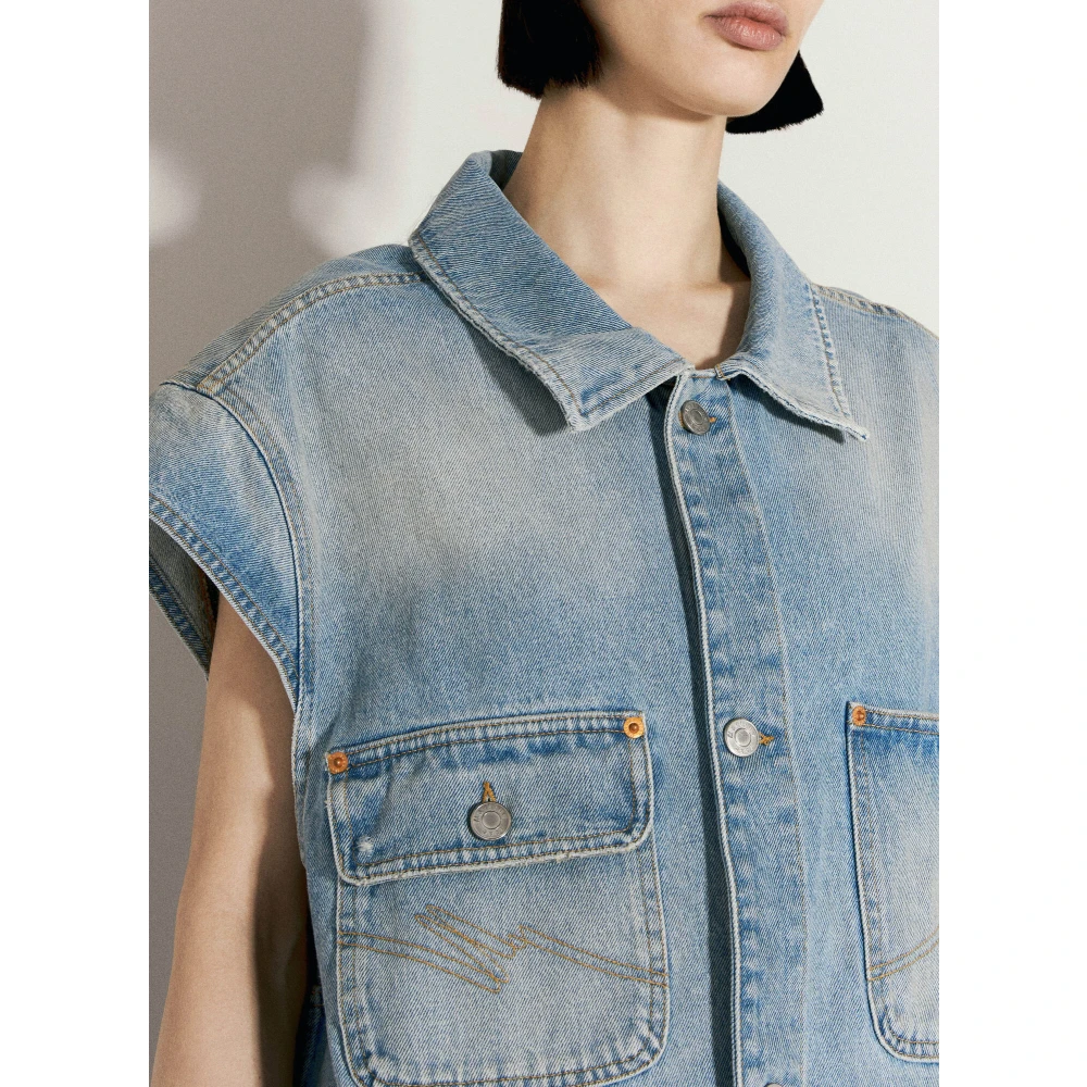 Martine Rose Denim Gilet met Zakken Blue Heren