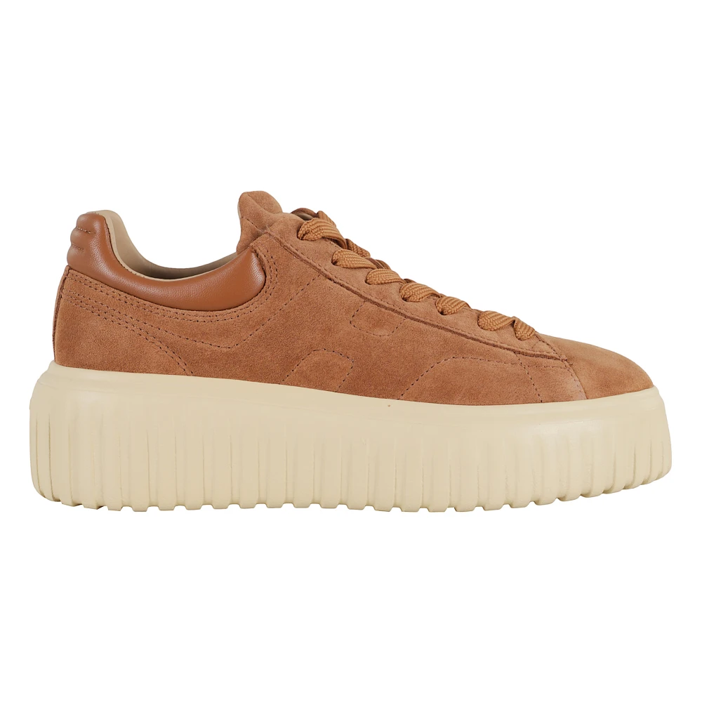 Hogan Women's Brown Suede Trainers With H Stripes