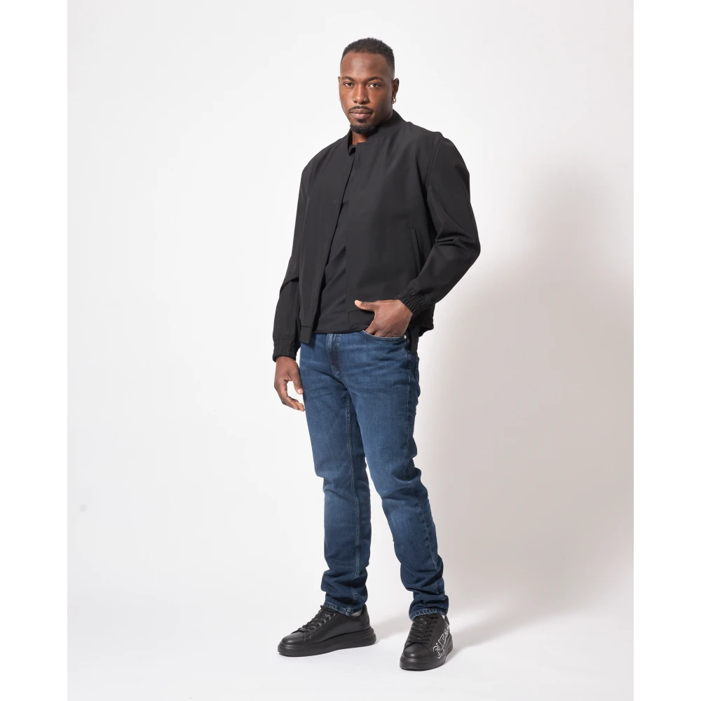 Hugo Boss Moderne Zwarte Jas met Magnetische Sluiting Black Heren