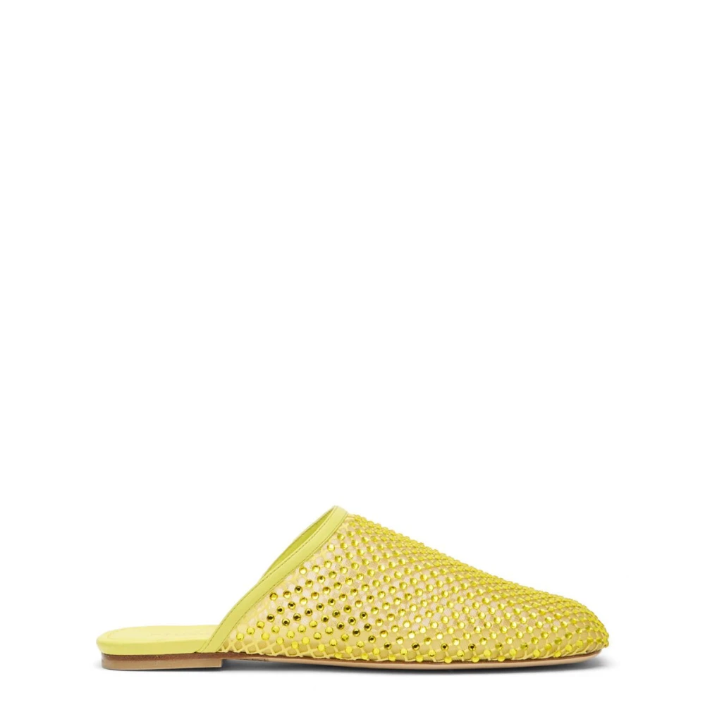 Stuart Weitzman Yellow Bareitall Shine Mule - Female - Mules - 6 1/2 Uk - Shoes