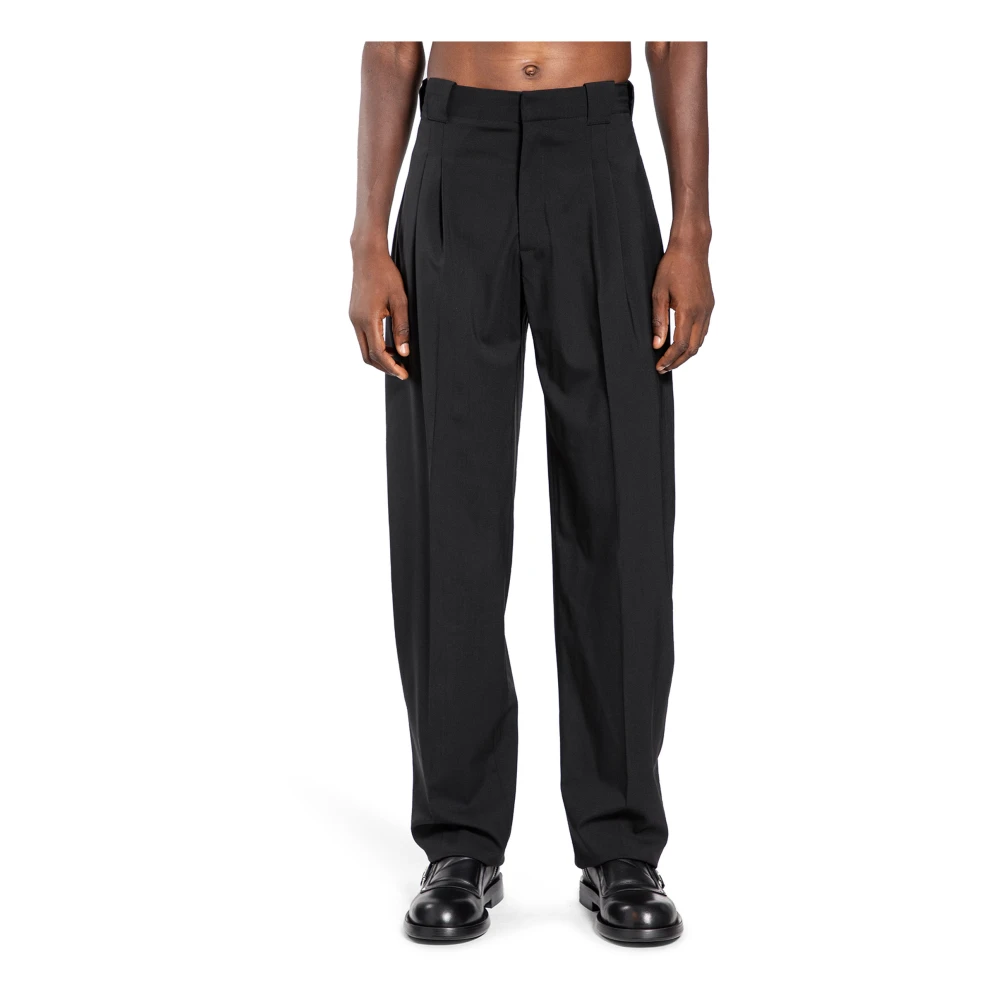 Mugler Zwarte Wol Twill Broek Black Heren