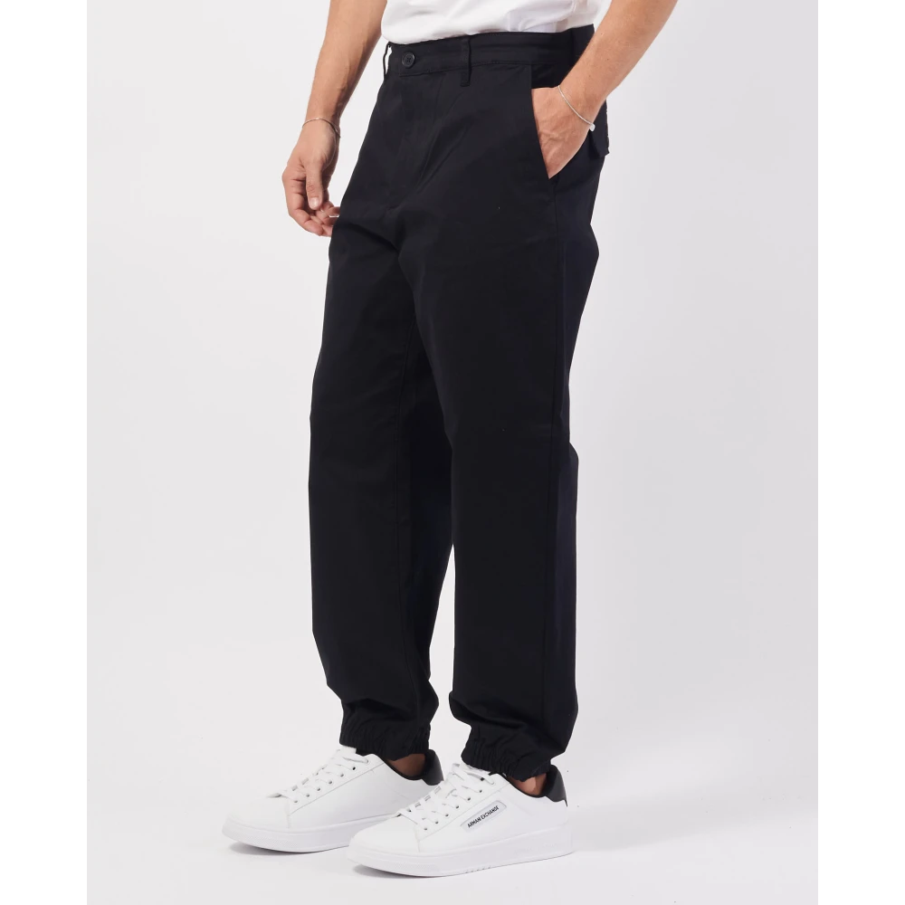Armani Exchange Zwarte Joggingbroek met Elastische Boorden Black Heren
