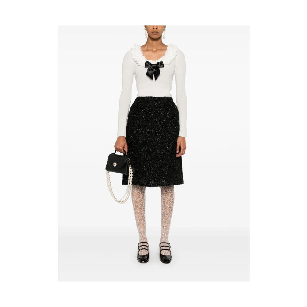 Shushu Tong Geribbeld Gebreid Body met Strikdetail White Dames