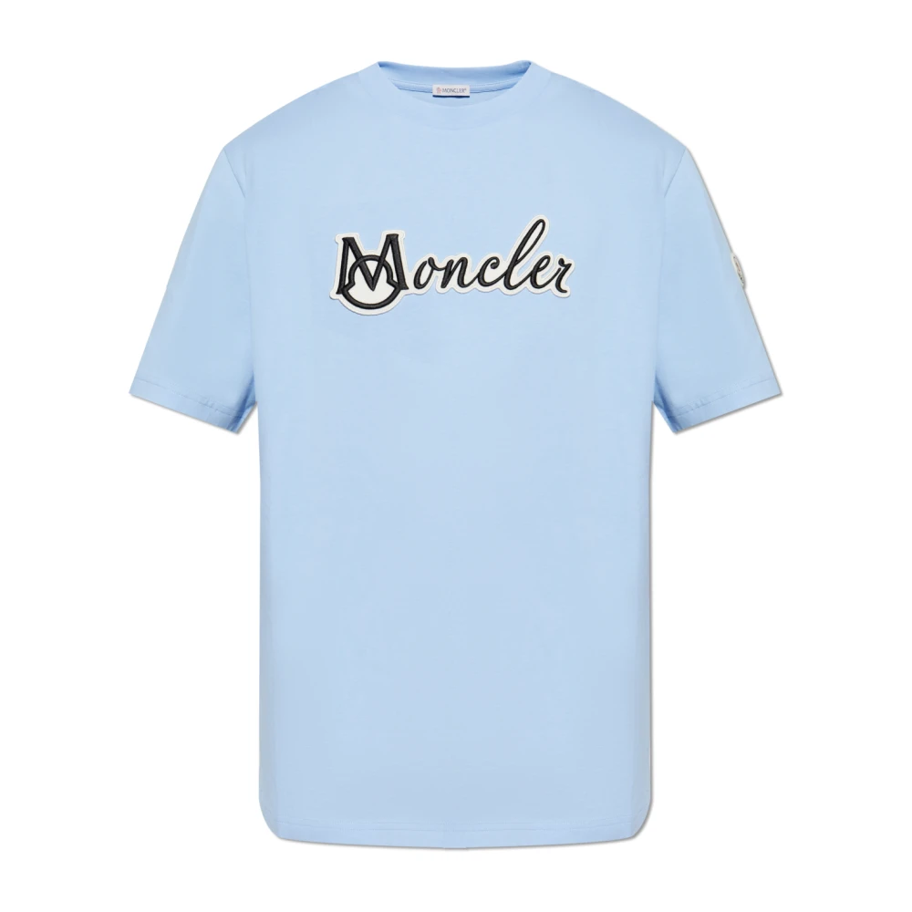 Moncler T-shirt met logo Blue Heren