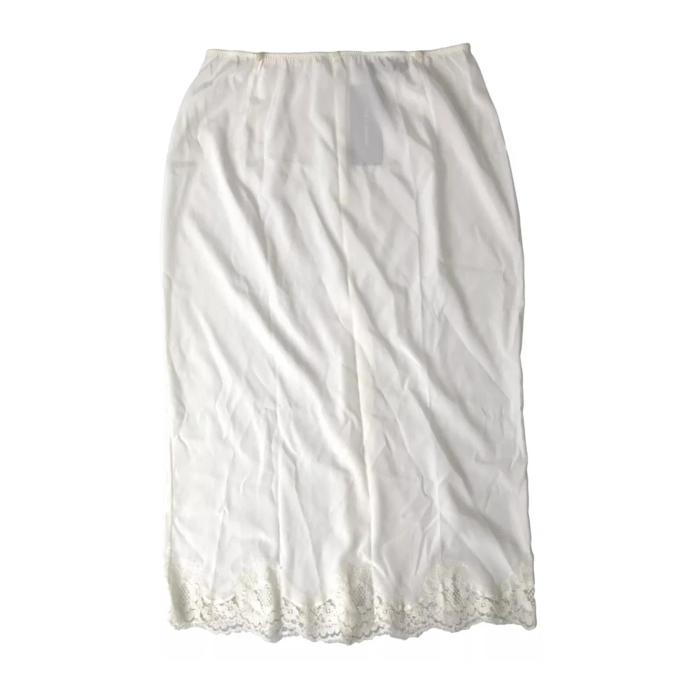 Dolce & Gabbana Witte Kant Slip Rok White Dames