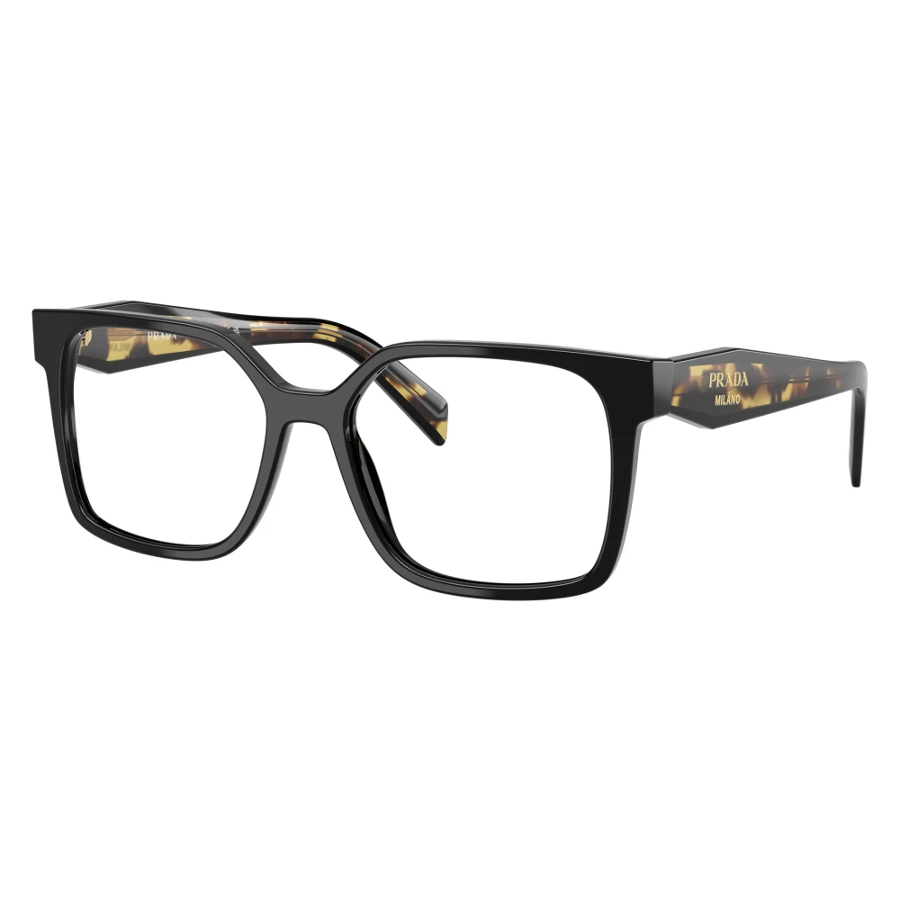 Prada Unisex Zwart Rechthoekig Optisch Montuur
